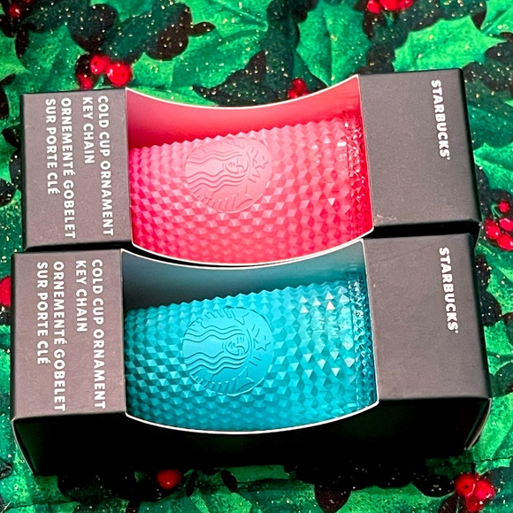 NWT SET✨2 Starbucks 2022🎄Holiday Gradient Bling Tumbler Keychain Ornaments - Picture 3 of 7